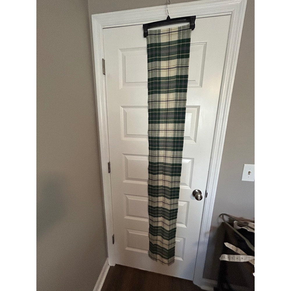 Vintage Sears Toughcord Green Plaid Valance/ Table Runner Perma-Prest x2